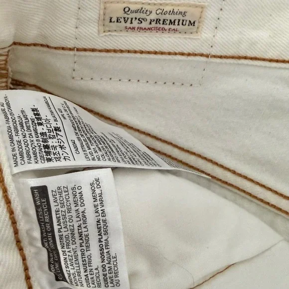 Levis 501 Original Shorts Womens 24 White NWT High Rise Cutoffs Boho Festival - Picture 8 of 13